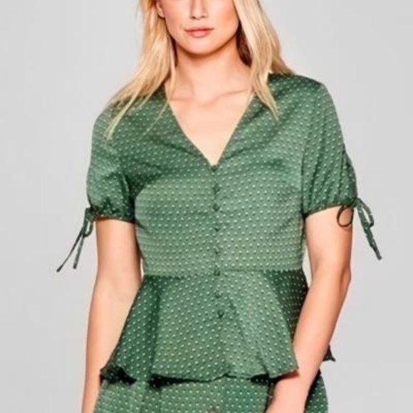 Tops - Who What Wear Green Peplum Blouse